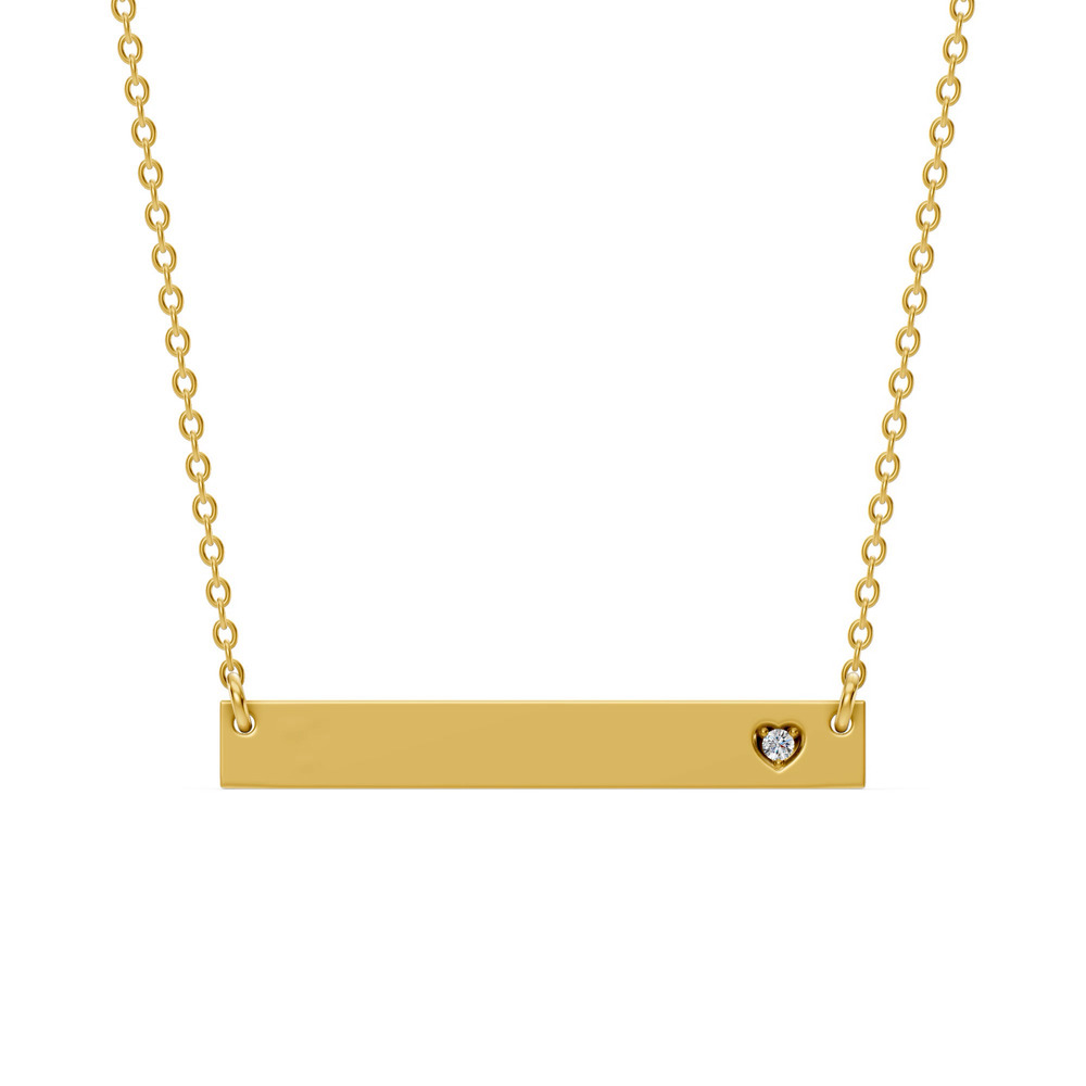 360 degree view of Engravable Heart Diamond Bar Necklace