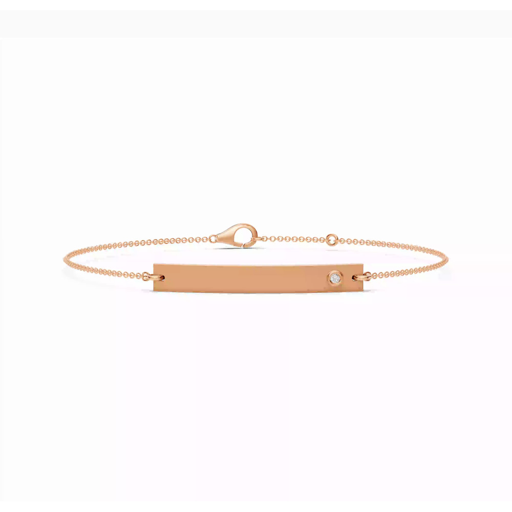 360 degree view of Engravable Bezel Diamond Bar Bracelet
