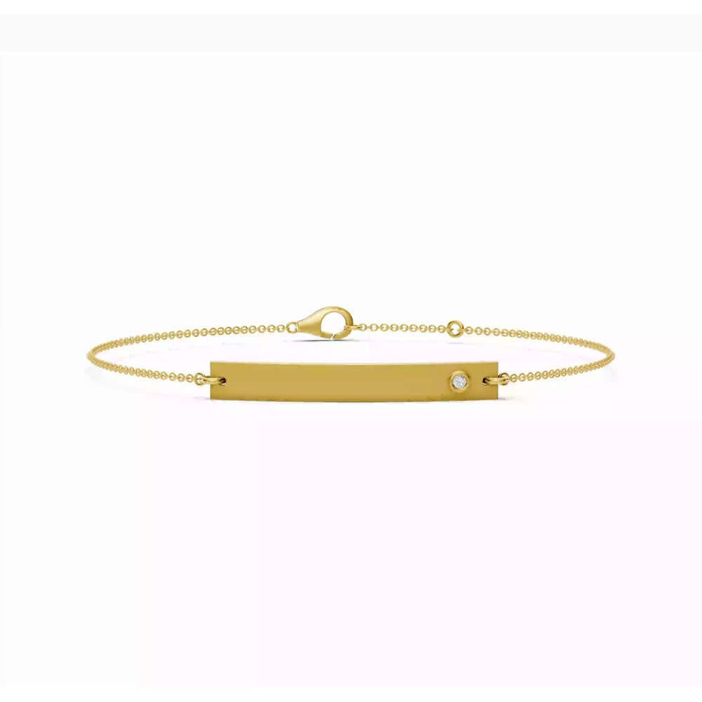 360 degree view of Engravable Bezel Diamond Bar Bracelet