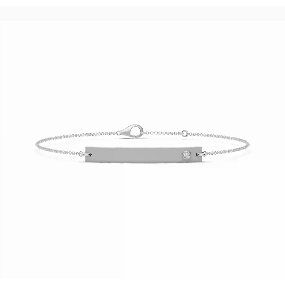 360 degree view of Engravable Bezel Lab Diamond Bar Bracelet