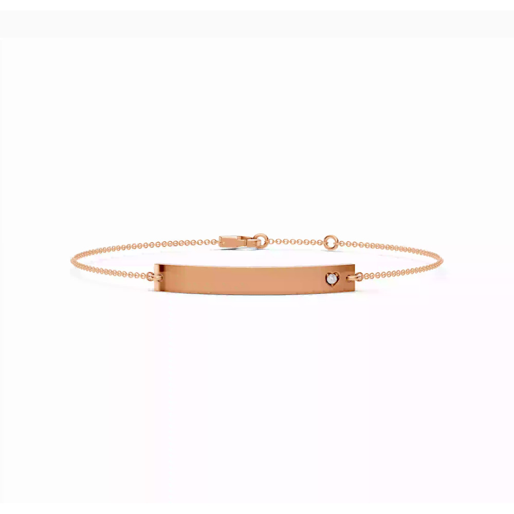360 degree view of Engravable Heart Diamond Bar Bracelet