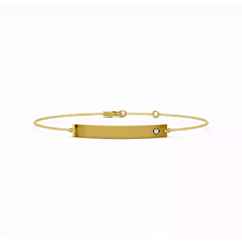 360 degree view of Engravable Heart Lab Diamond Bar Bracelet