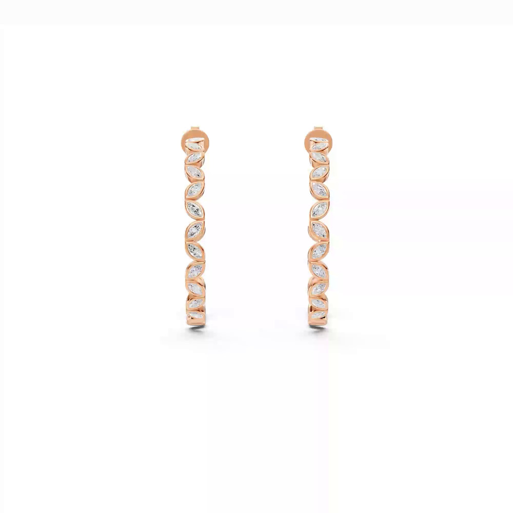 360 degree view of Marquise Lab Diamond Bezel Hoop Earrings