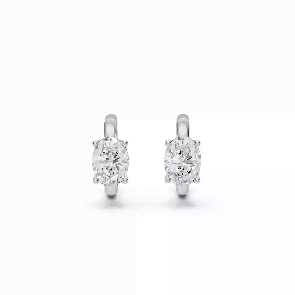 360 degree view of Oval Lab Diamond Solitaire Huggie Earrings (1 ct. tw.)