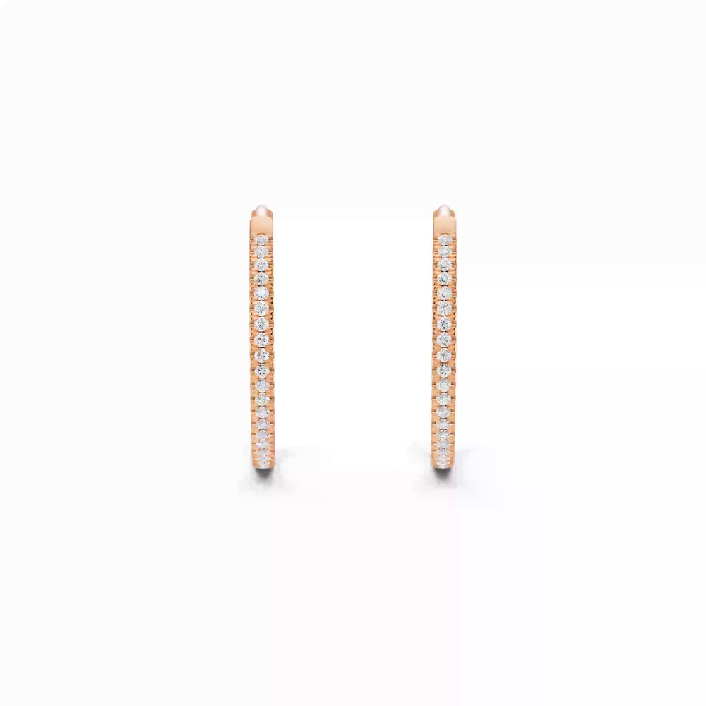 360 degree view of Pavé Lab Diamond Hoop Earrings (18 mm)
