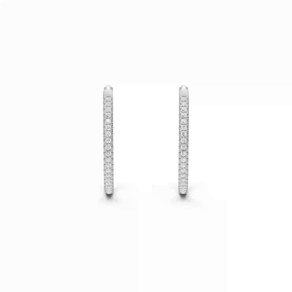 360 degree view of Pavé Lab Diamond Hoop Earrings (18 mm)