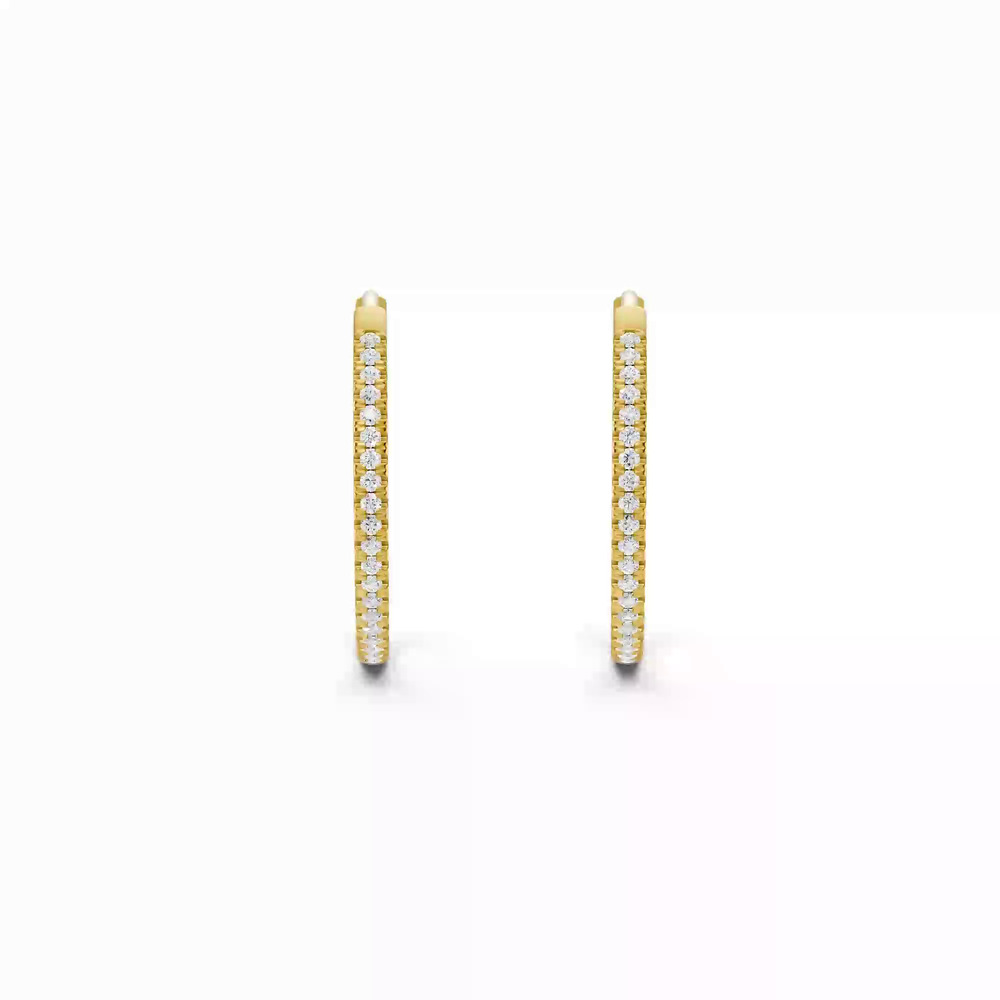 360 degree view of Pavé Lab Diamond Hoop Earrings (18 mm)