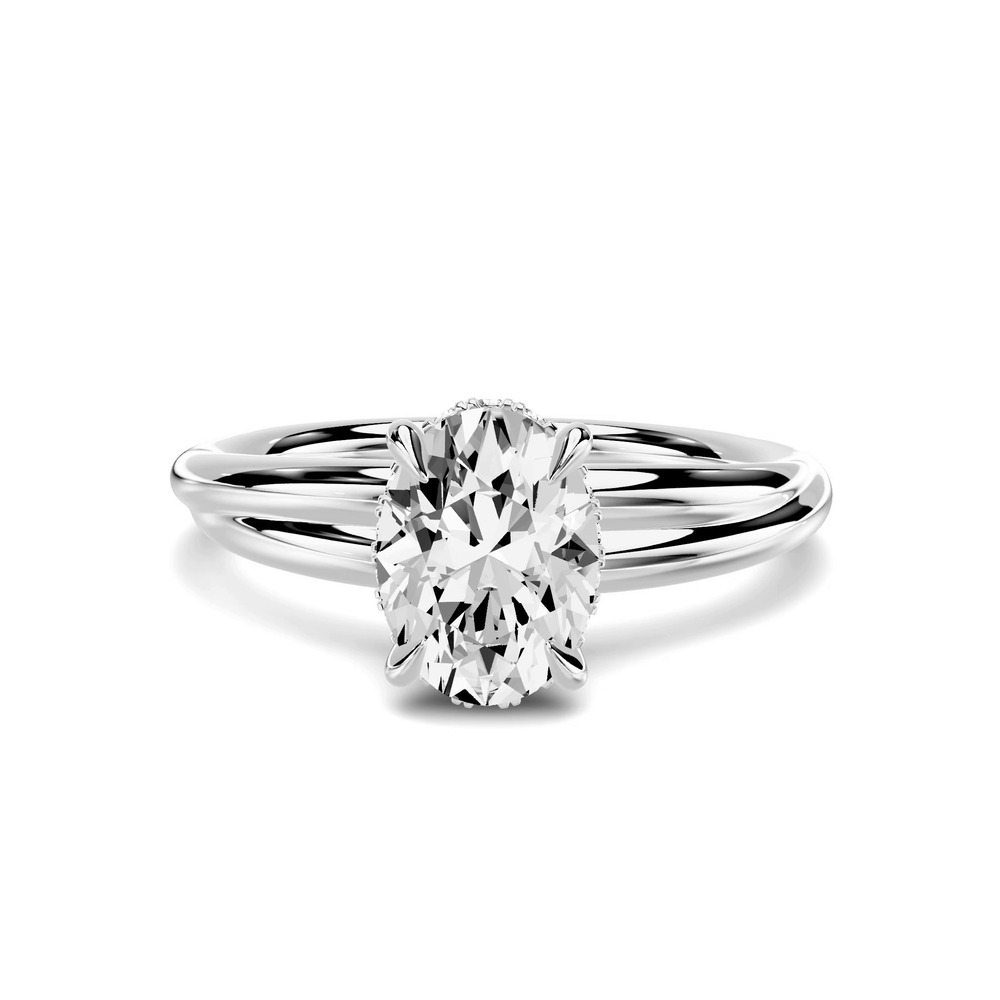 360 degree view of Avalon Double Crossover Hidden Halo 1.00 ct. Oval Lab Engagement Ring