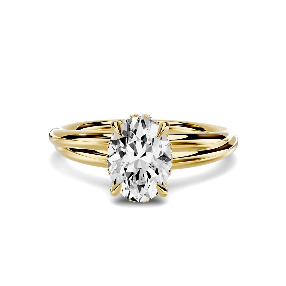 360 degree view of Avalon Double Crossover Hidden Halo 1.00 ct. Oval Lab Engagement Ring