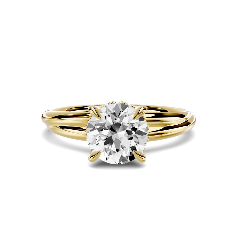 360 degree view of Avalon Double Crossover Hidden Halo 1.00 ct. Round Lab Engagement Ring