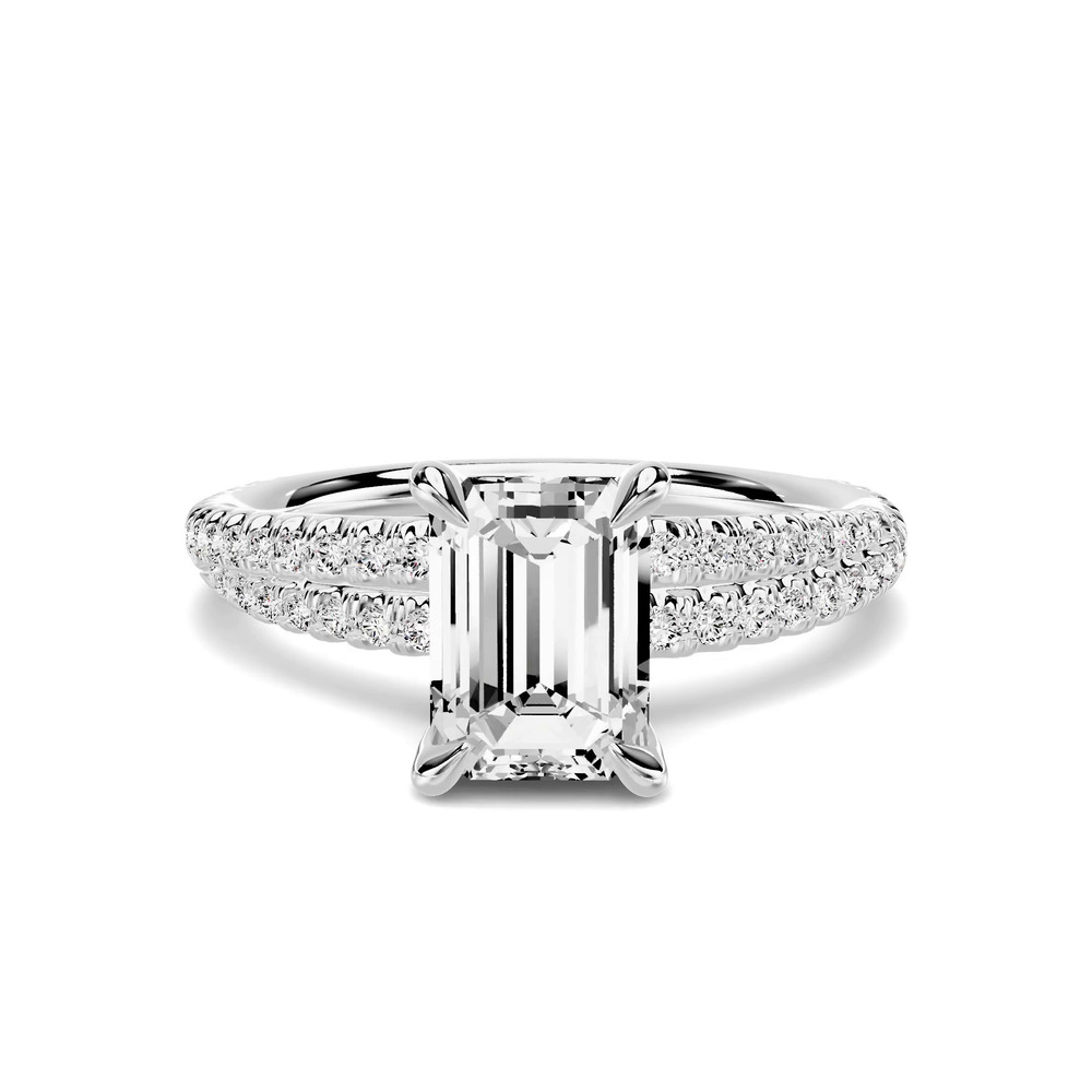 360 degree view of Avalon Double Pavé Crossover 1.00 ct. Emerald-Cut Lab Engagement Ring