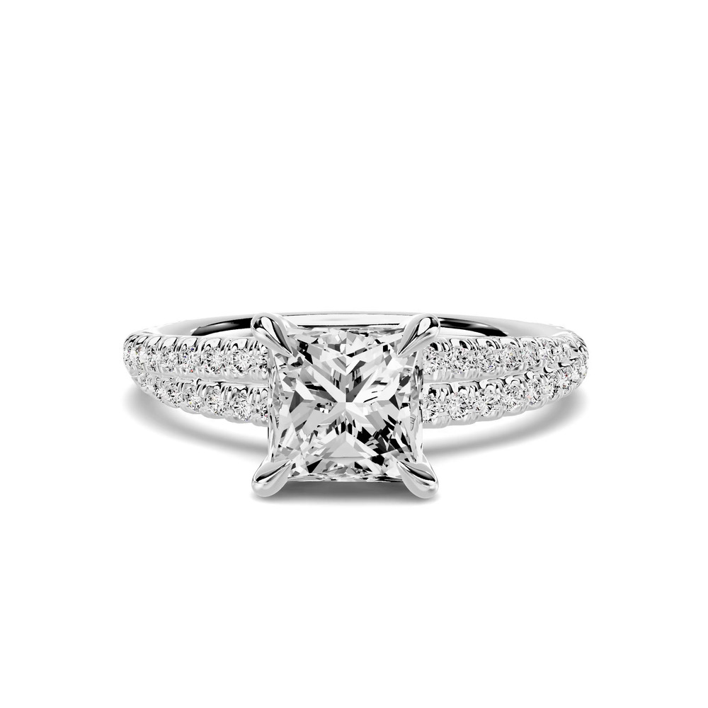 360 degree view of Avalon Double Pavé Crossover 1.00 ct. Princess-Cut Lab Engagement Ring