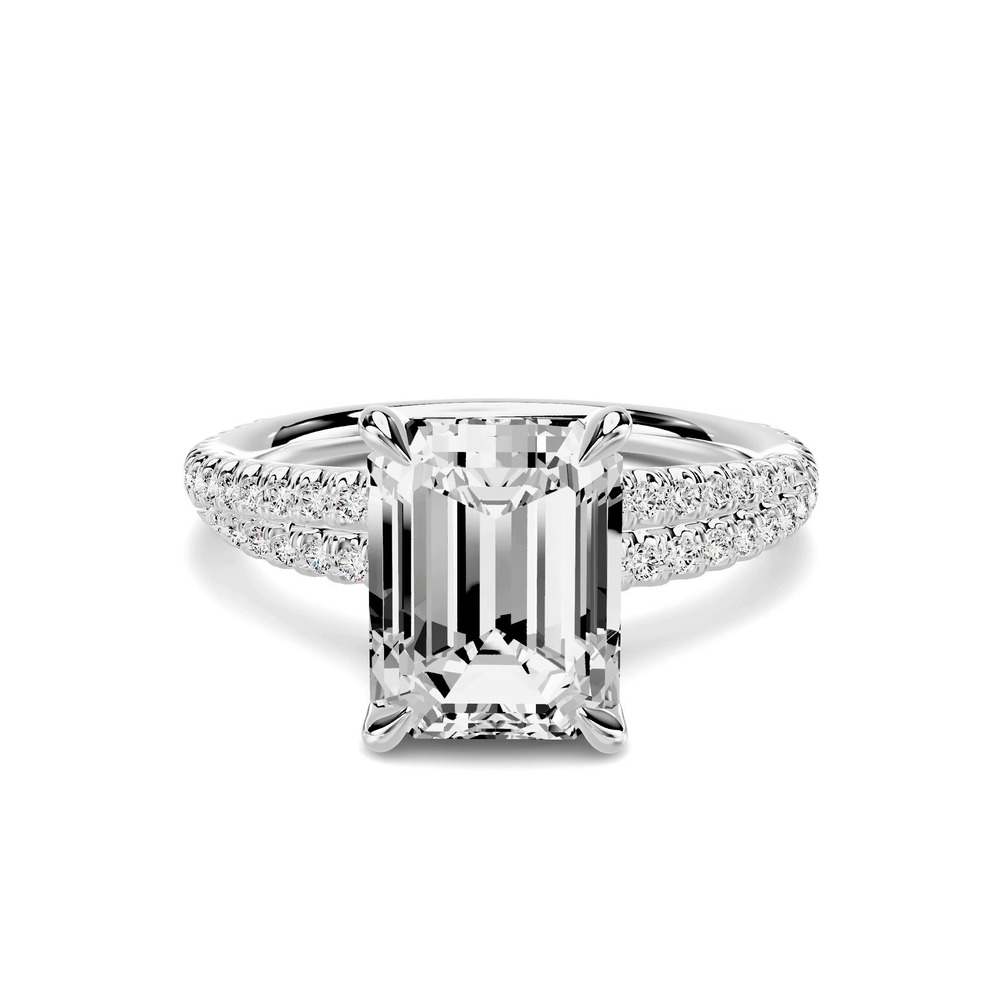 360 degree view of Avalon Double Pavé Crossover 3.00 ct. Emerald-Cut Lab Engagement Ring