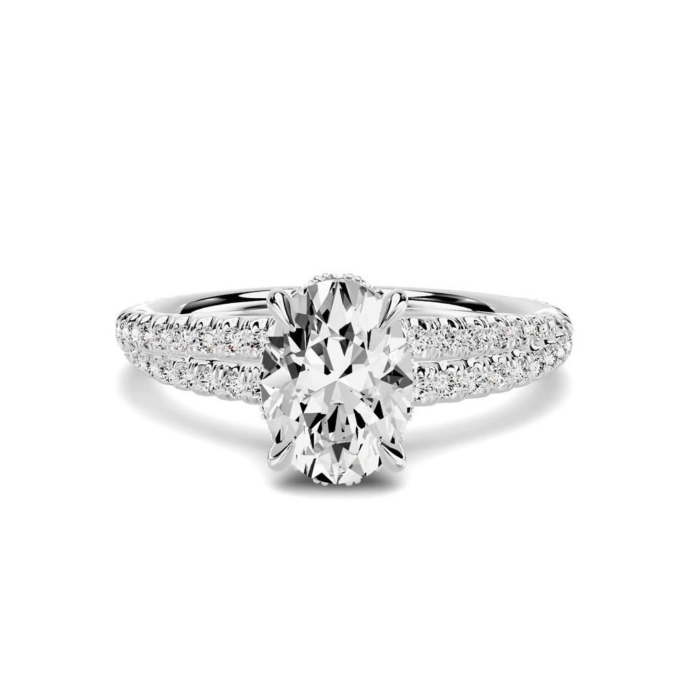 360 degree view of Avalon Double Pavé Crossover Hidden Halo 1.00 ct. Oval Lab Engagement Ring