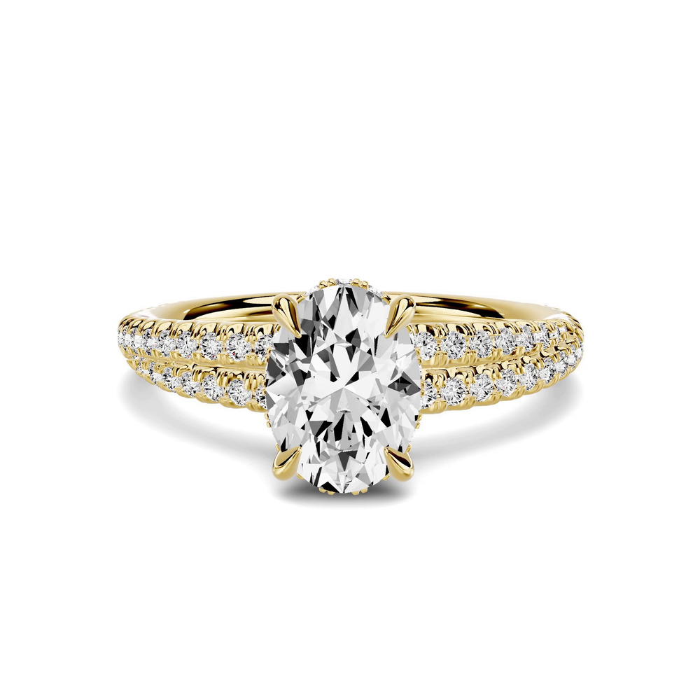 360 degree view of Avalon Double Pavé Crossover Hidden Halo 1.00 ct. Oval Lab Engagement Ring