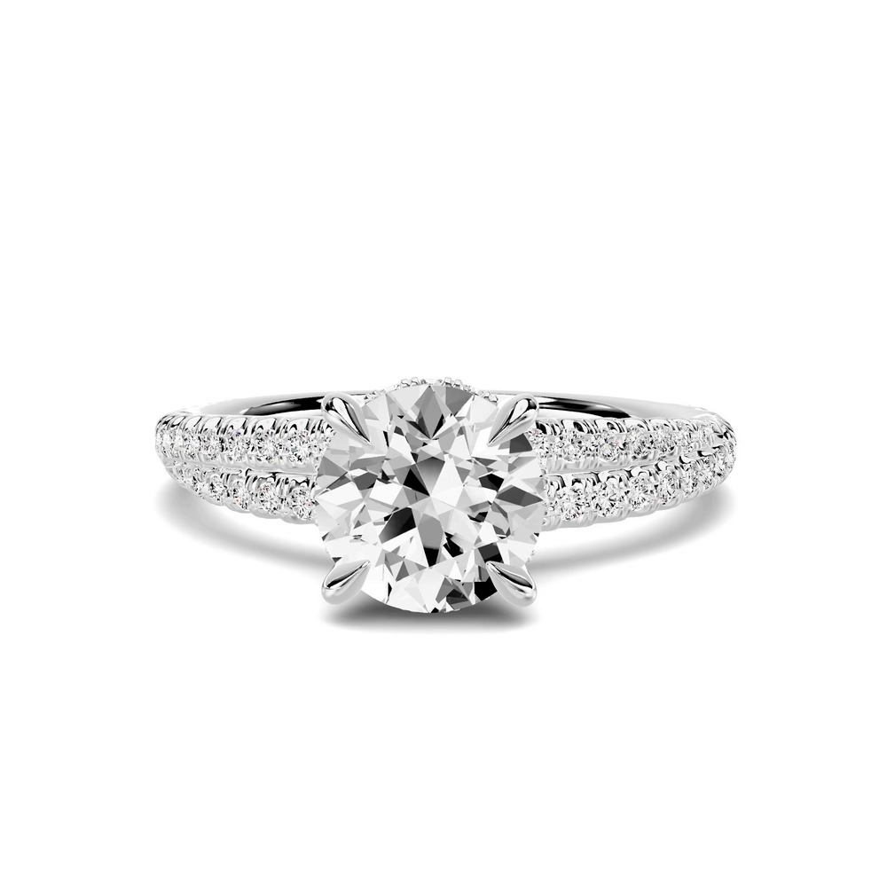 360 degree view of Avalon Double Pavé Crossover Hidden Halo 1.00 ct. Round Lab Engagement Ring