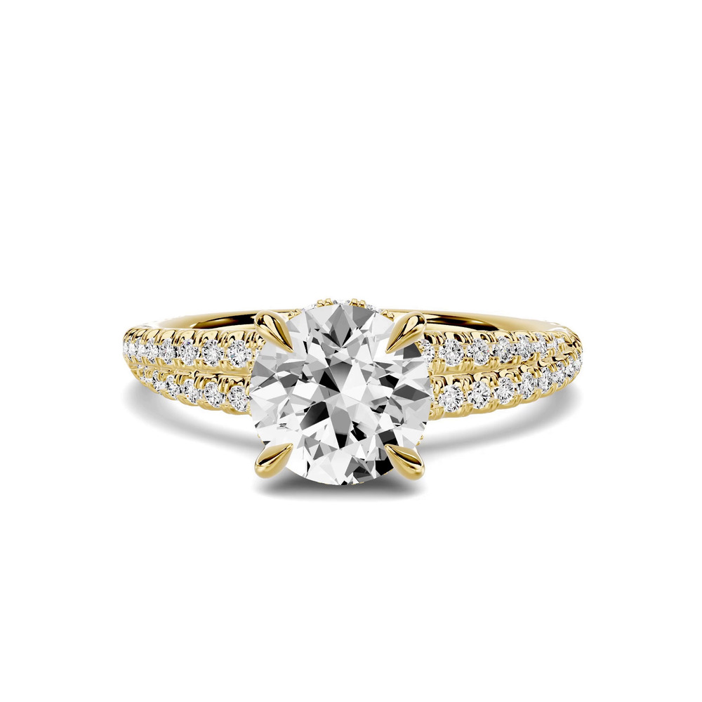 360 degree view of Avalon Double Pavé Crossover Hidden Halo 1.00 ct. Round Lab Engagement Ring