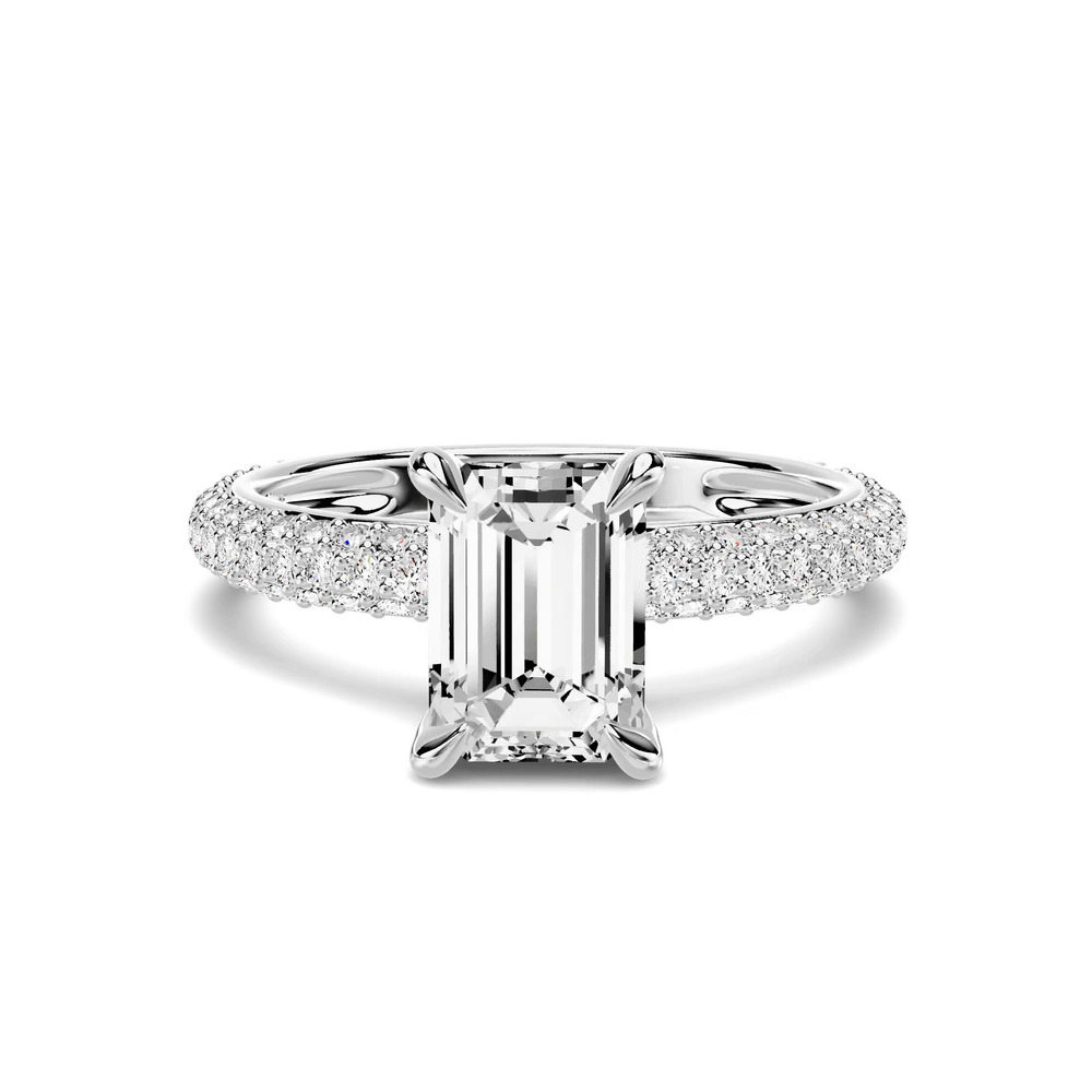 360 degree view of Selora Rolled Pavé 1.00 ct. Emerald-Cut Lab Engagement Ring