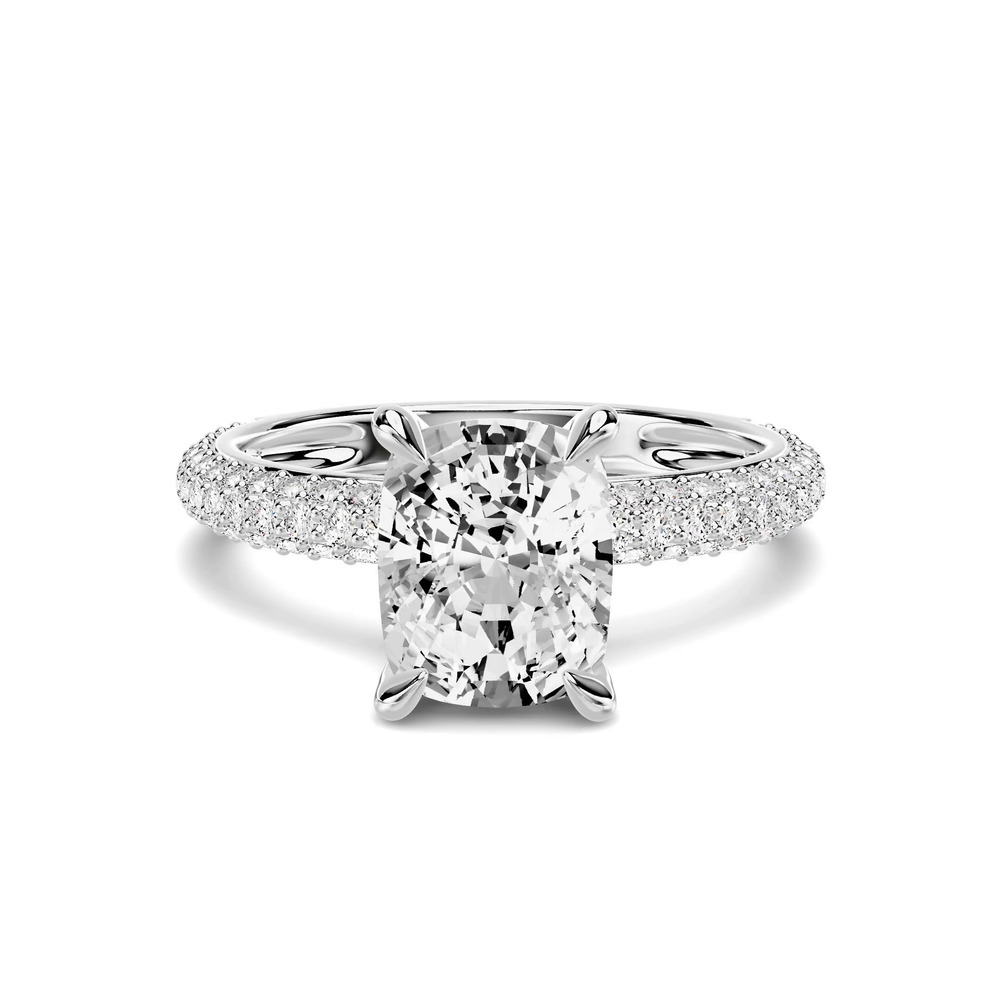 360 degree view of Selora Rolled Pavé 1.50 ct. Elongated Cushion Lab Engagement Ring