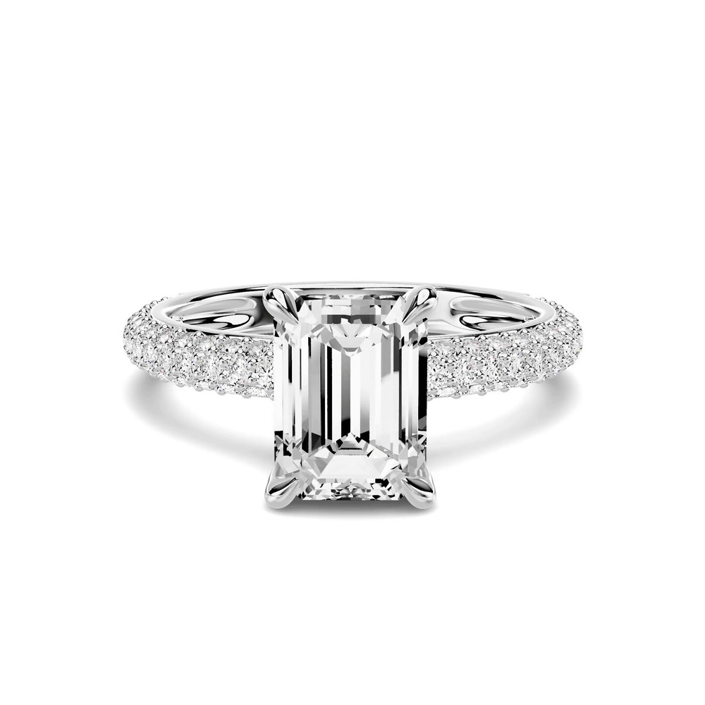 360 degree view of Selora Rolled Pavé 1.50 ct. Emerald-Cut Lab Engagement Ring