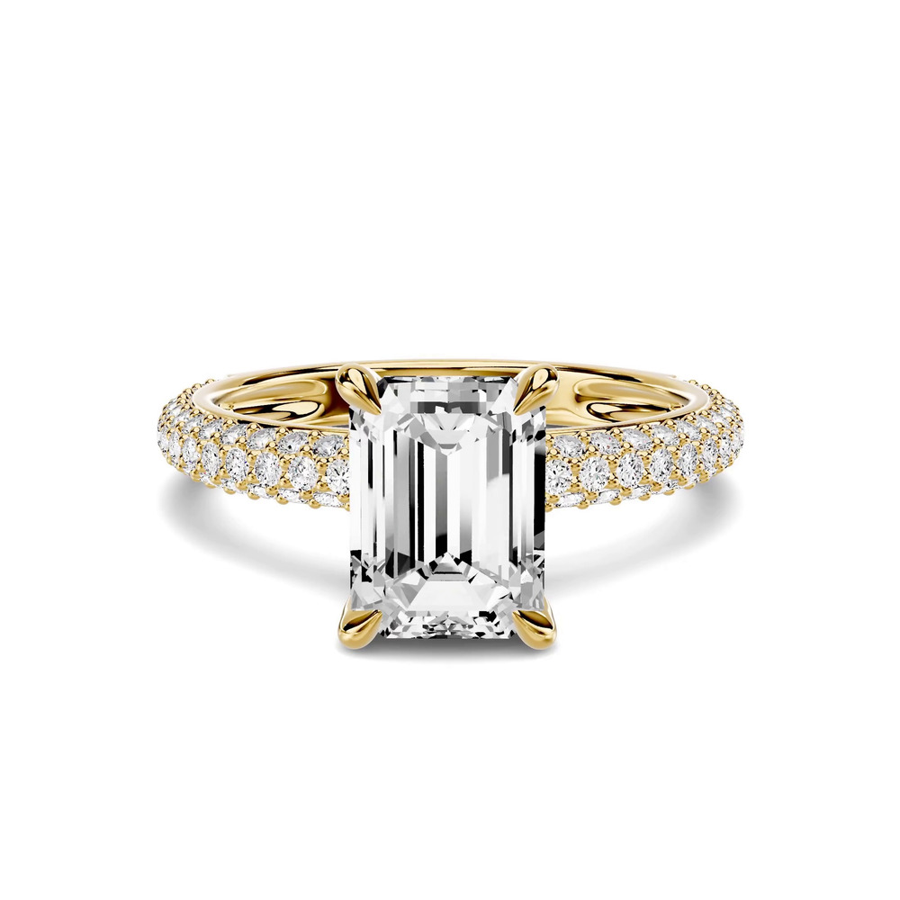 360 degree view of Selora Rolled Pavé 1.50 ct. Emerald-Cut Lab Engagement Ring