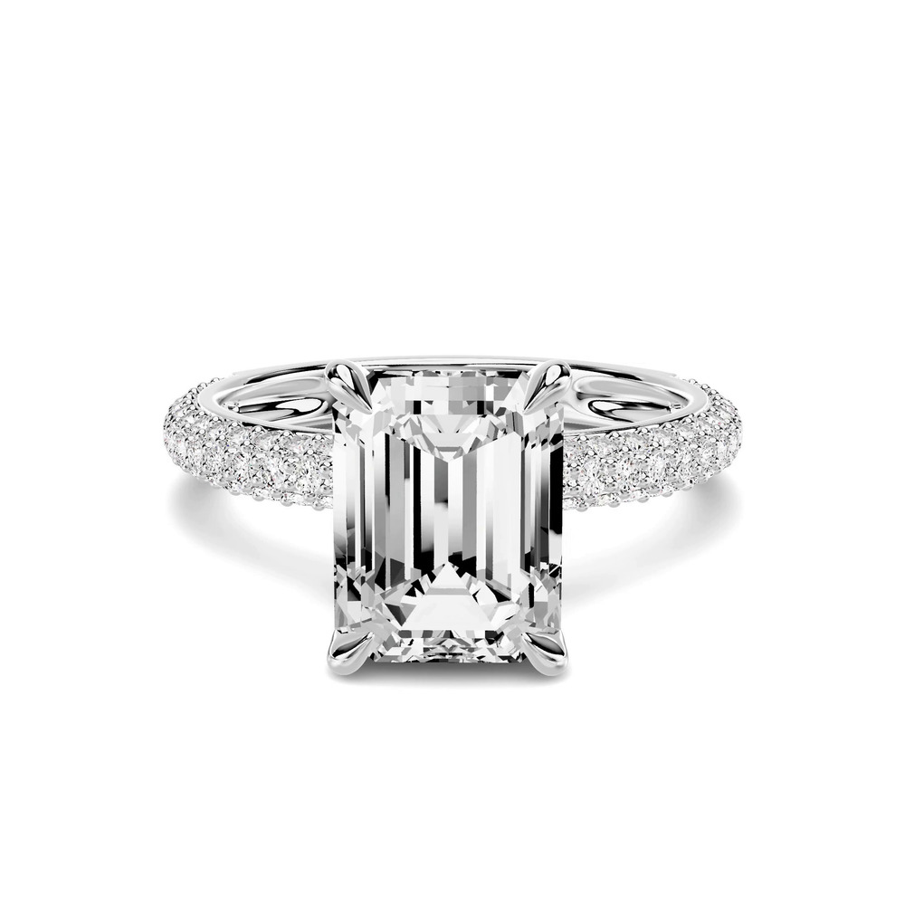 360 degree view of Selora Rolled Pavé 3.00 ct. Emerald-Cut Lab Engagement Ring