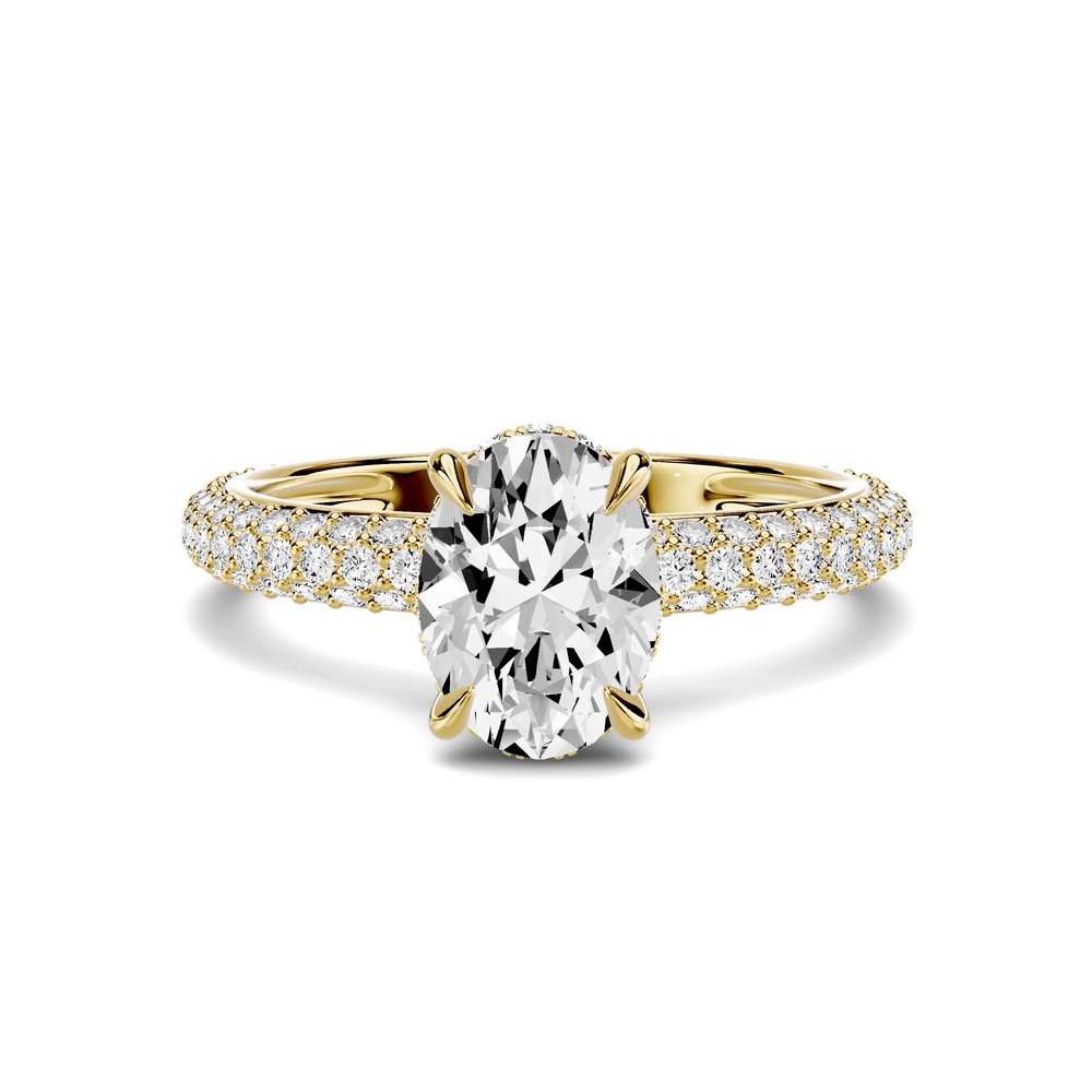 360 degree view of Selora Rolled Pavé Hidden Halo 1.50 ct. Oval Lab Engagement Ring