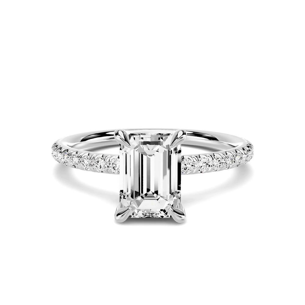 360 degree view of Avalon Classic Pavé 1.00 ct. Emerald-Cut Lab Engagement Ring