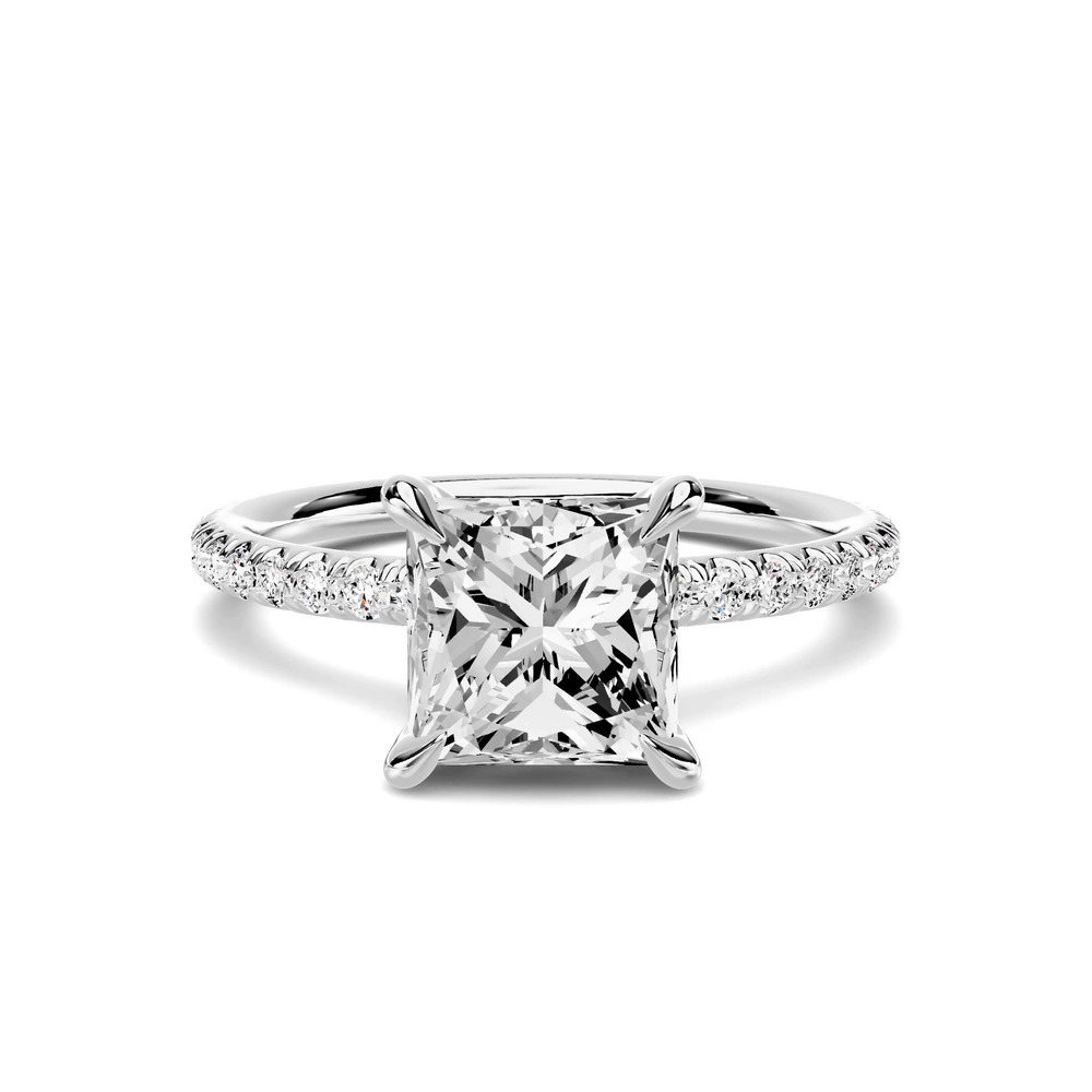 360 degree view of Avalon Classic Pavé 1.50 ct. Princess-Cut Lab Engagement Ring