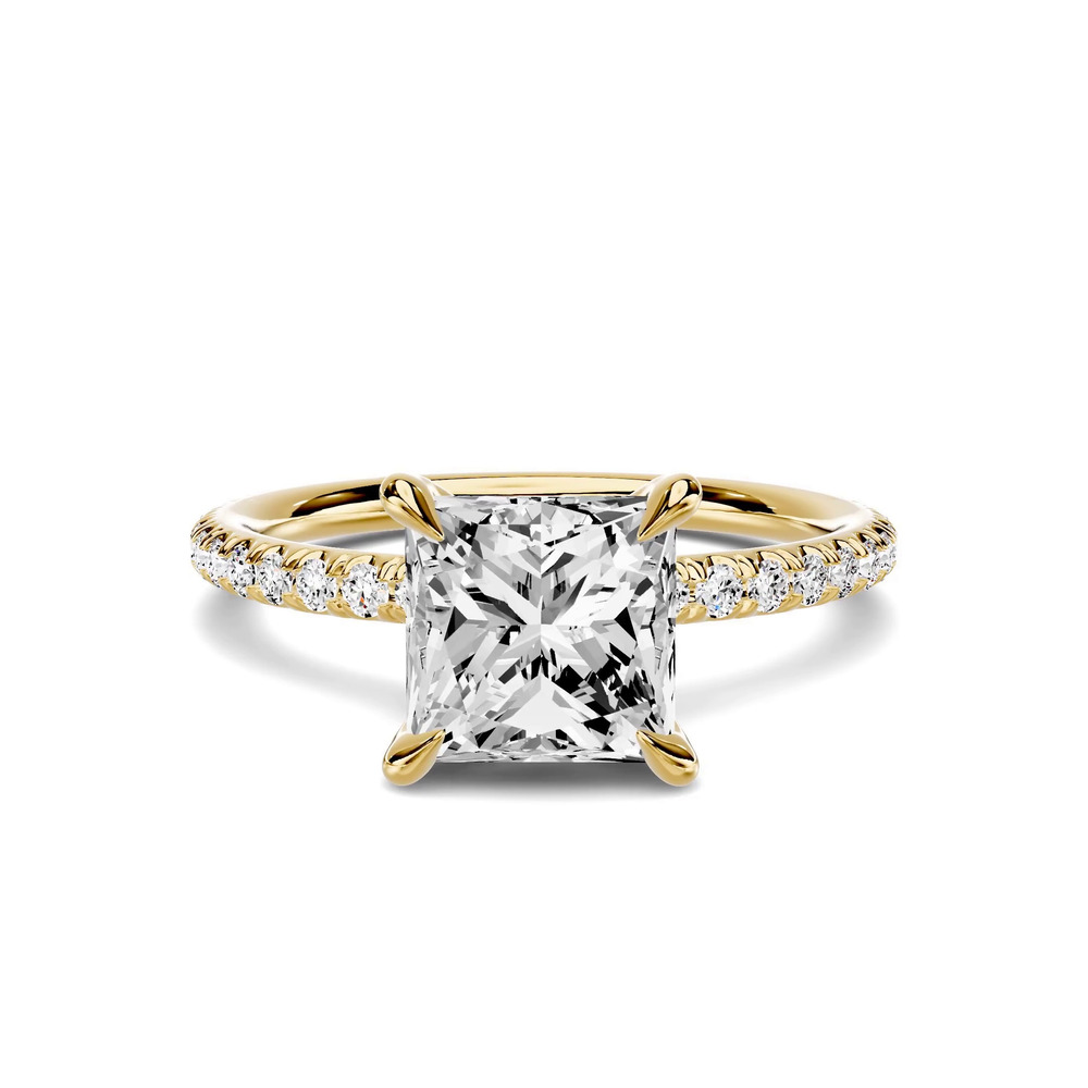 360 degree view of Avalon Classic Pavé 1.50 ct. Princess-Cut Lab Engagement Ring
