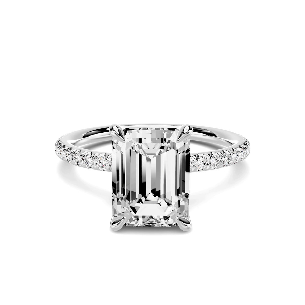 360 degree view of Avalon Classic Pavé 3.00 ct. Emerald-Cut Lab Engagement Ring