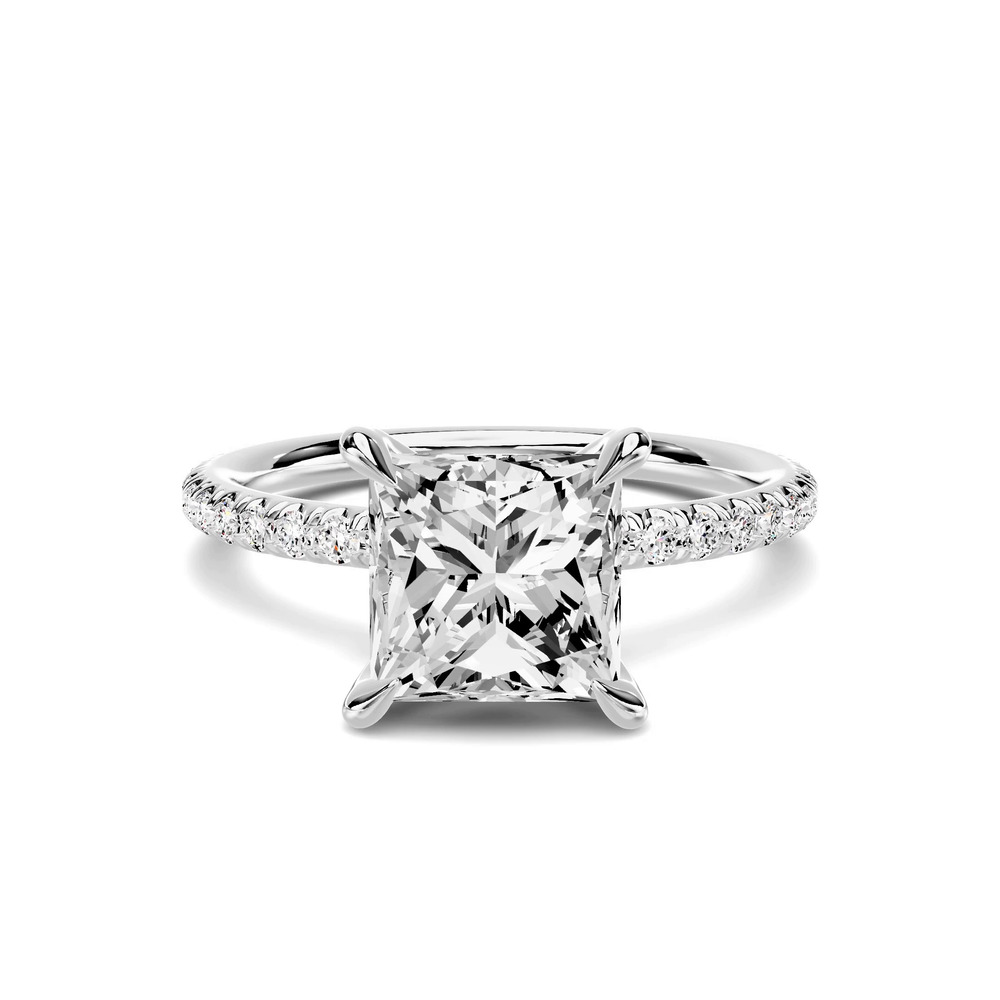 360 degree view of Avalon Classic Pavé 3.00 ct. Princess-Cut Lab Engagement Ring