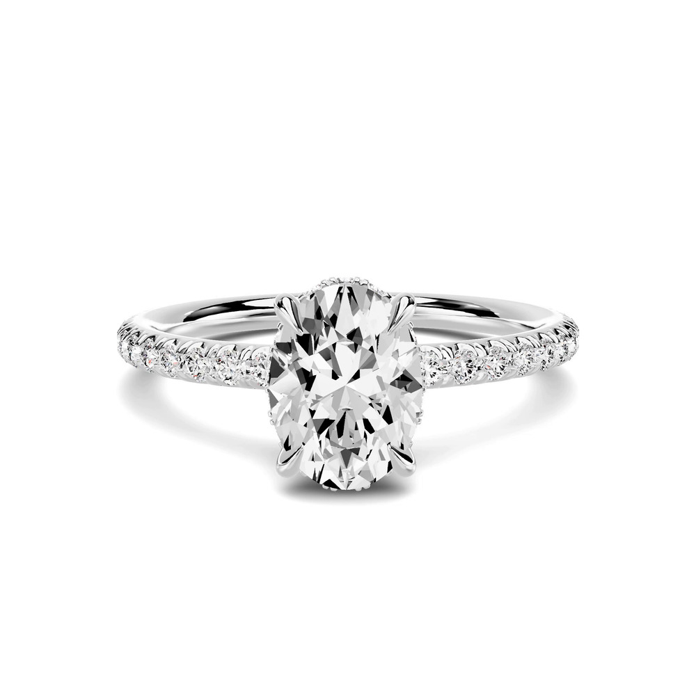 360 degree view of Avalon Classic Pavé Hidden Halo 1.00 ct. Oval Lab Engagement Ring