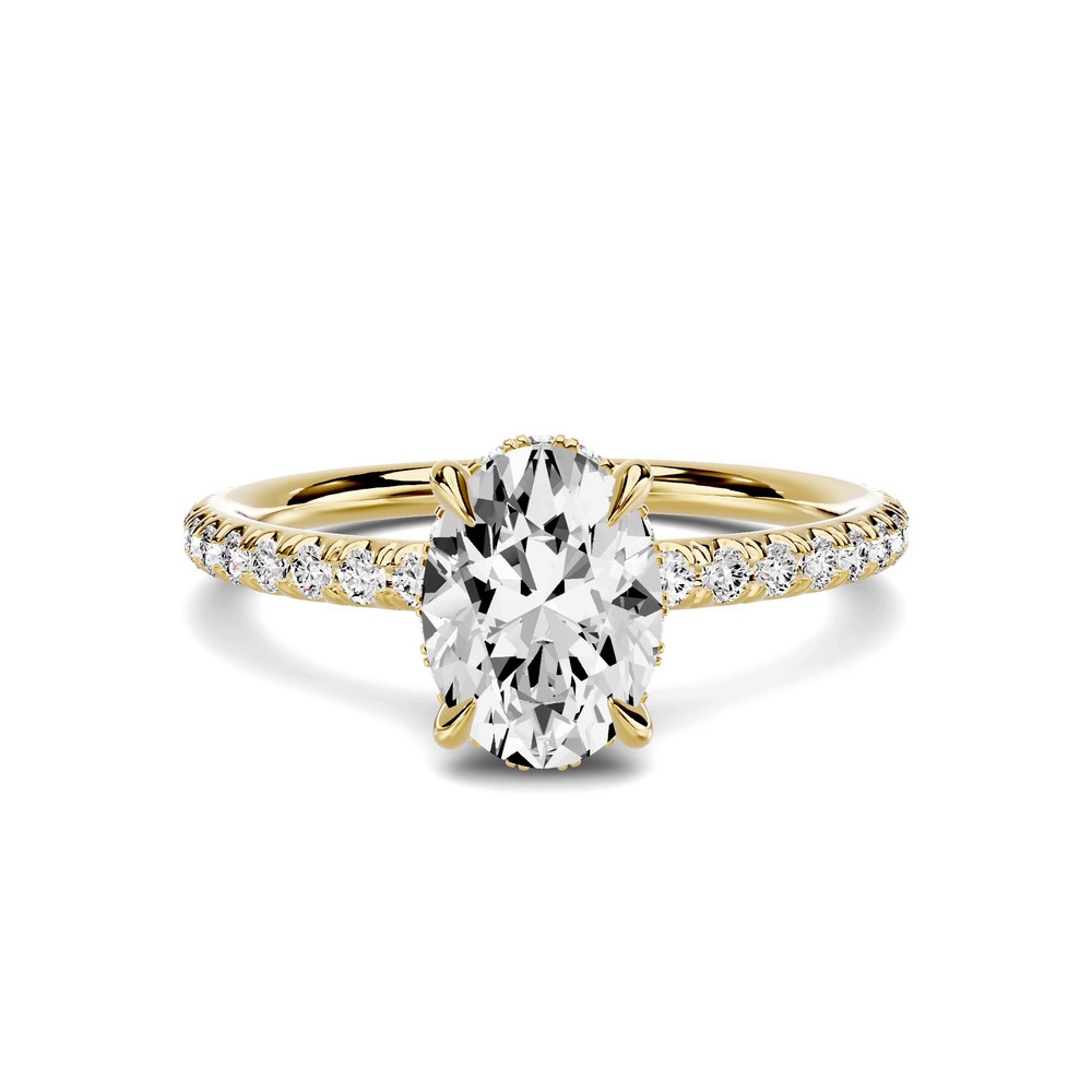 360 degree view of Avalon Classic Pavé Hidden Halo 1.00 ct. Oval Lab Engagement Ring