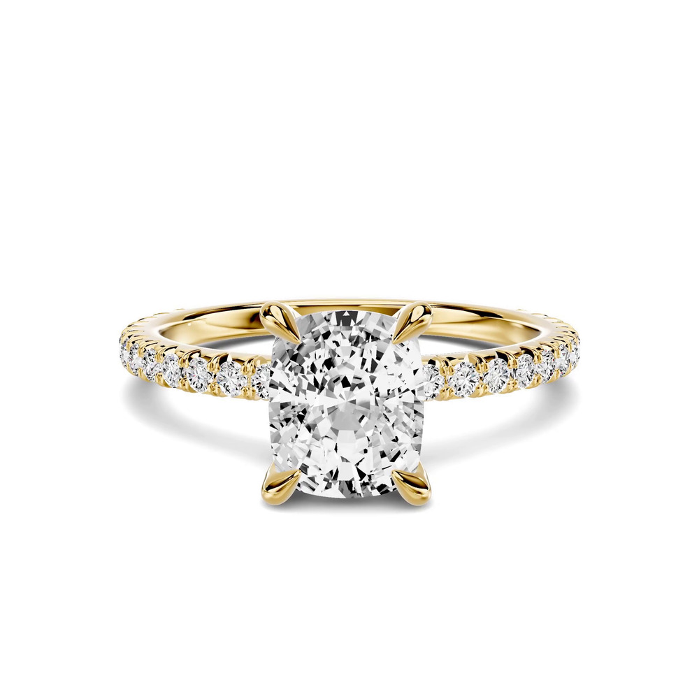 360 degree view of Lumina French Pavé 1.00 ct. Elongated Cushion Lab Engagement Ring
