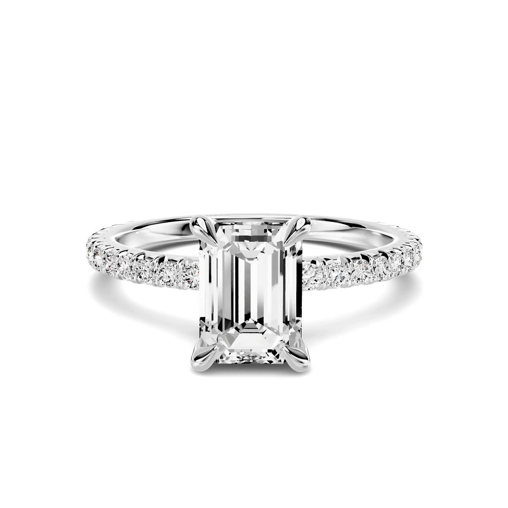 360 degree view of Lumina French Pavé 1.00 ct. Emerald-Cut Lab Engagement Ring