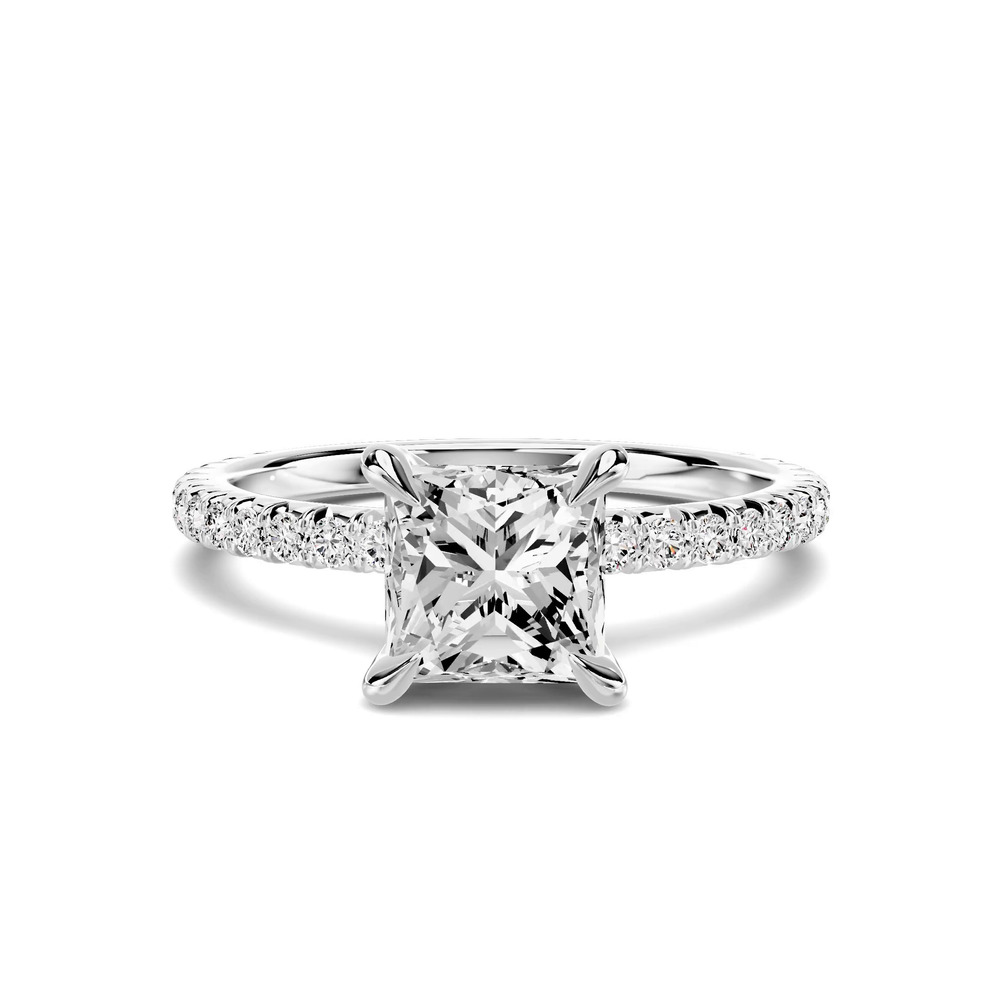 360 degree view of Lumina French Pavé 1.00 ct. Princess-Cut Lab Engagement Ring