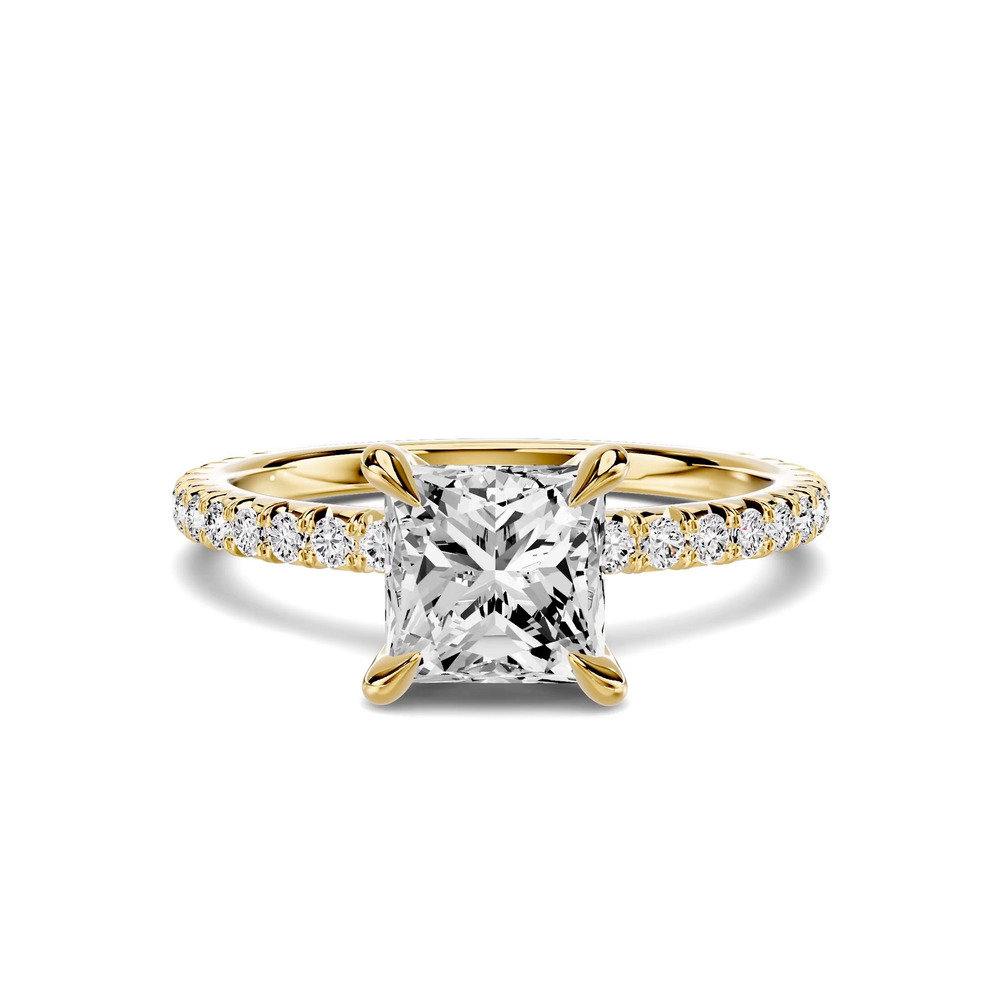 360 degree view of Lumina French Pavé 1.00 ct. Princess-Cut Lab Engagement Ring