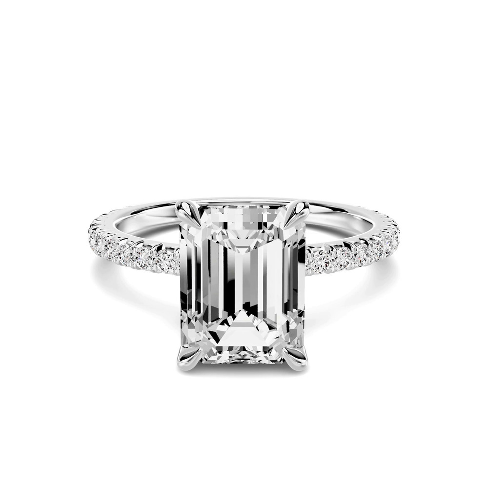 360 degree view of Lumina French Pavé 3.00 ct. Emerald-Cut Lab Engagement Ring