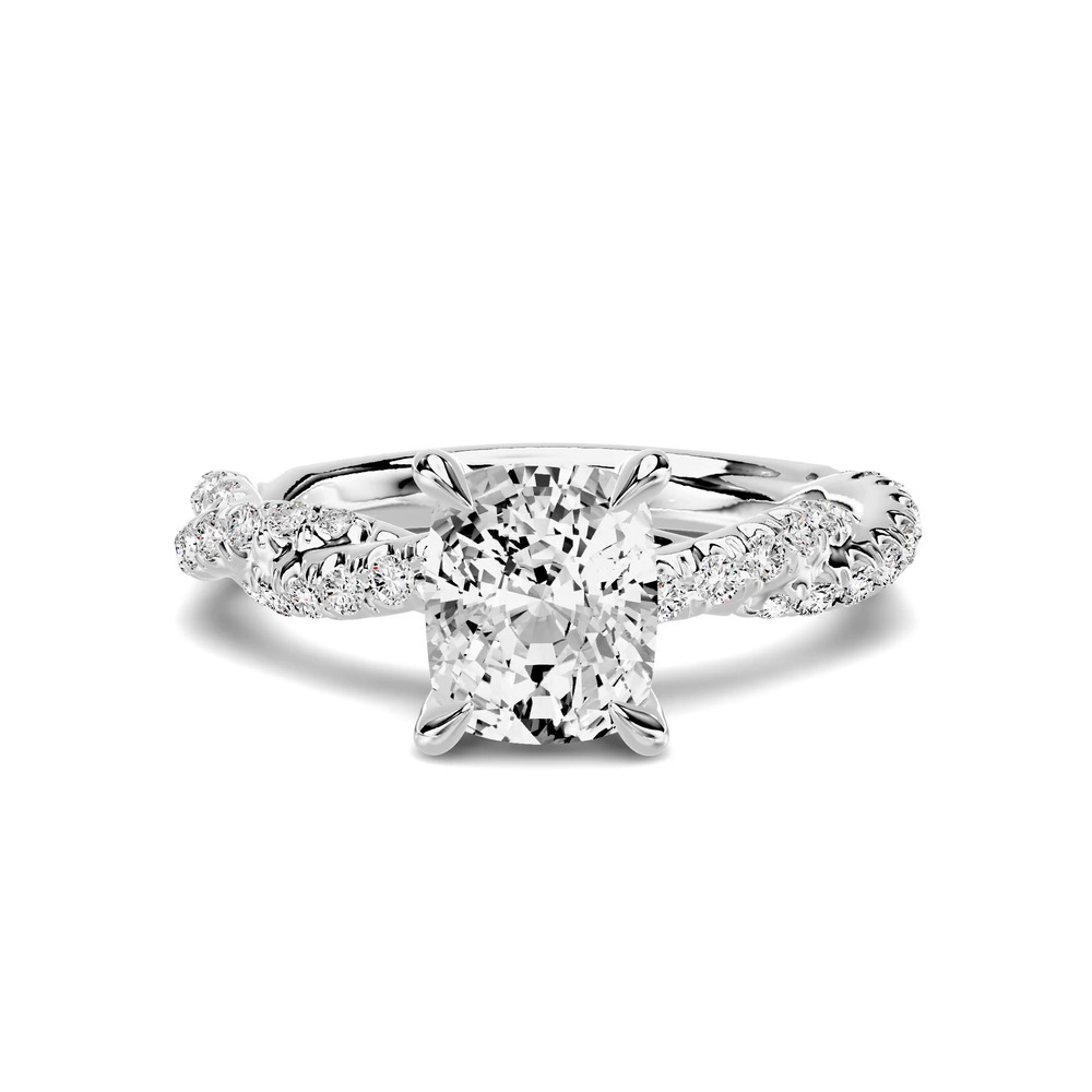 360 degree view of Riona Double Pavé Twist 1.00 ct. Elongated Cushion Lab Engagement Ring