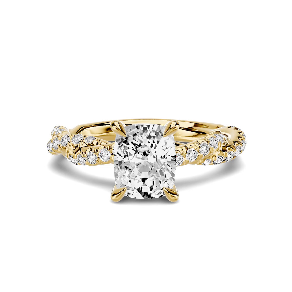 360 degree view of Riona Double Pavé Twist 1.00 ct. Elongated Cushion Lab Engagement Ring