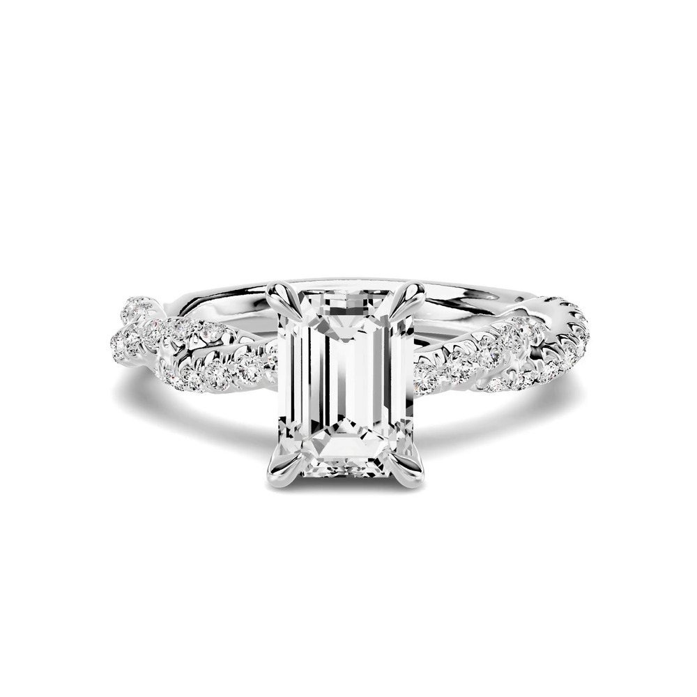 360 degree view of Riona Double Pavé Twist 1.00 ct. Emerald-Cut Lab Engagement Ring