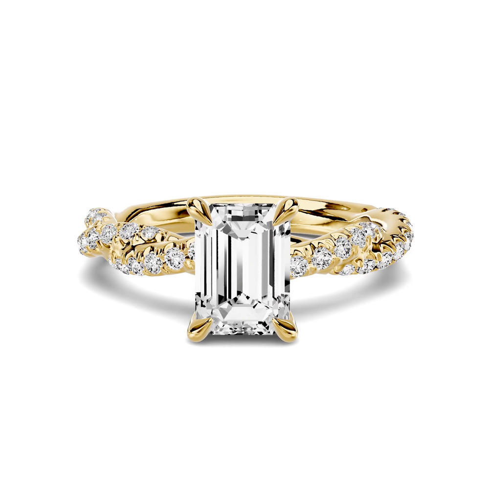 360 degree view of Riona Double Pavé Twist 1.00 ct. Emerald-Cut Lab Engagement Ring