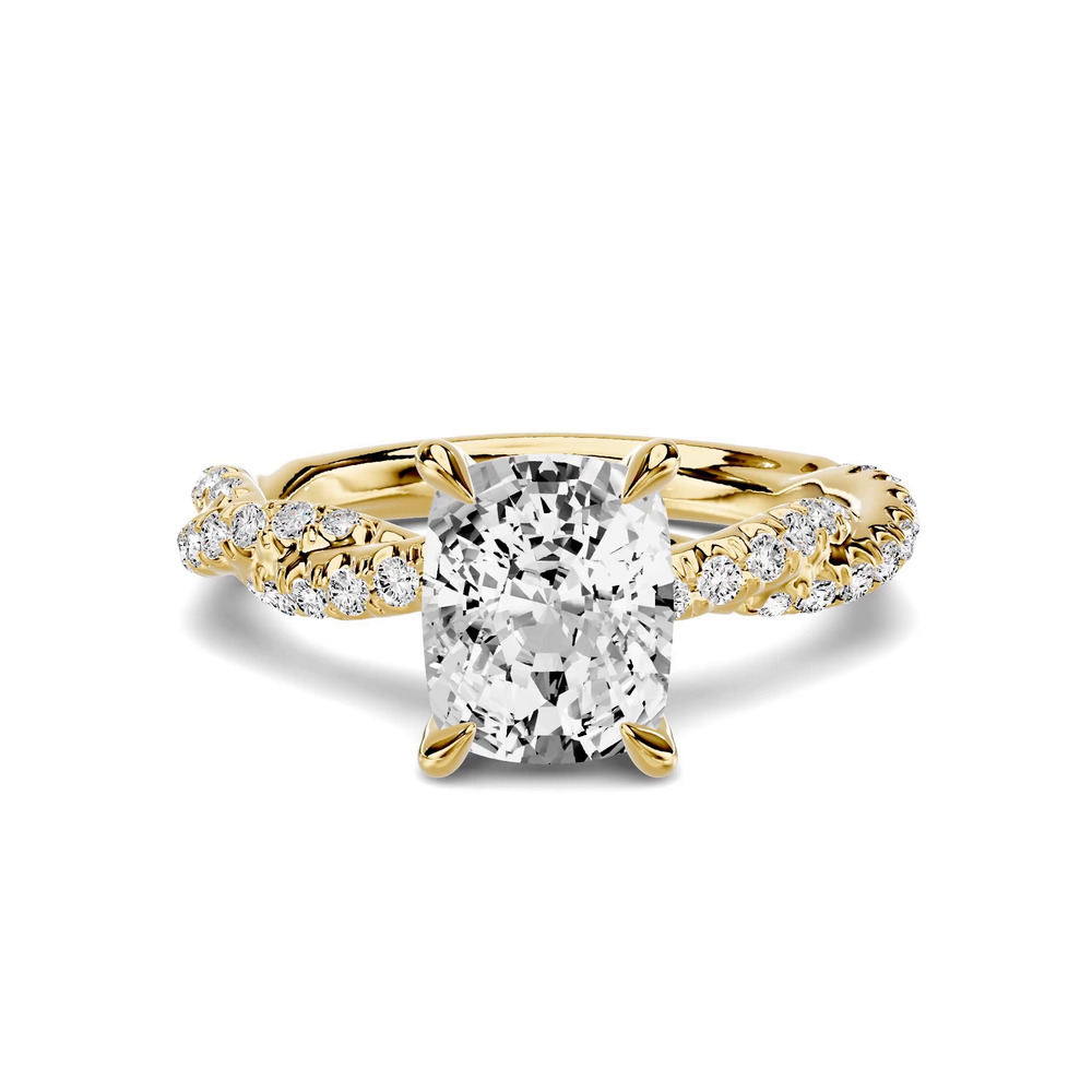 360 degree view of Riona Double Pavé Twist 1.50 ct. Elongated Cushion Lab Engagement Ring