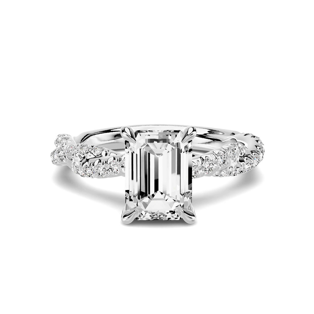 360 degree view of Riona Double Pavé Twist 1.50 ct. Emerald-Cut Lab Engagement Ring