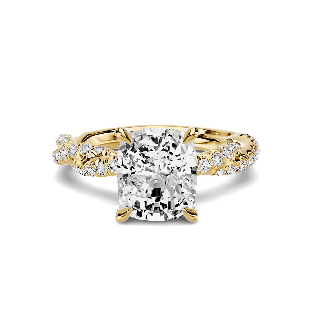 360 degree view of Riona Double Pavé Twist 3.00 ct. Elongated Cushion Lab Engagement Ring