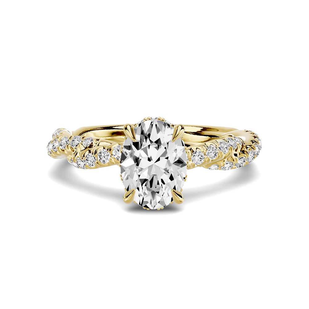 360 degree view of Riona Double Pavé Twist Hidden Halo 1.00 ct. Oval Lab Engagement Ring