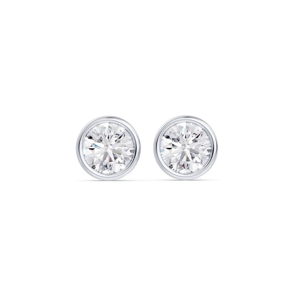 360 degree view of Modern Bezel-Set Diamond Stud Earrings (2 ct. tw.)