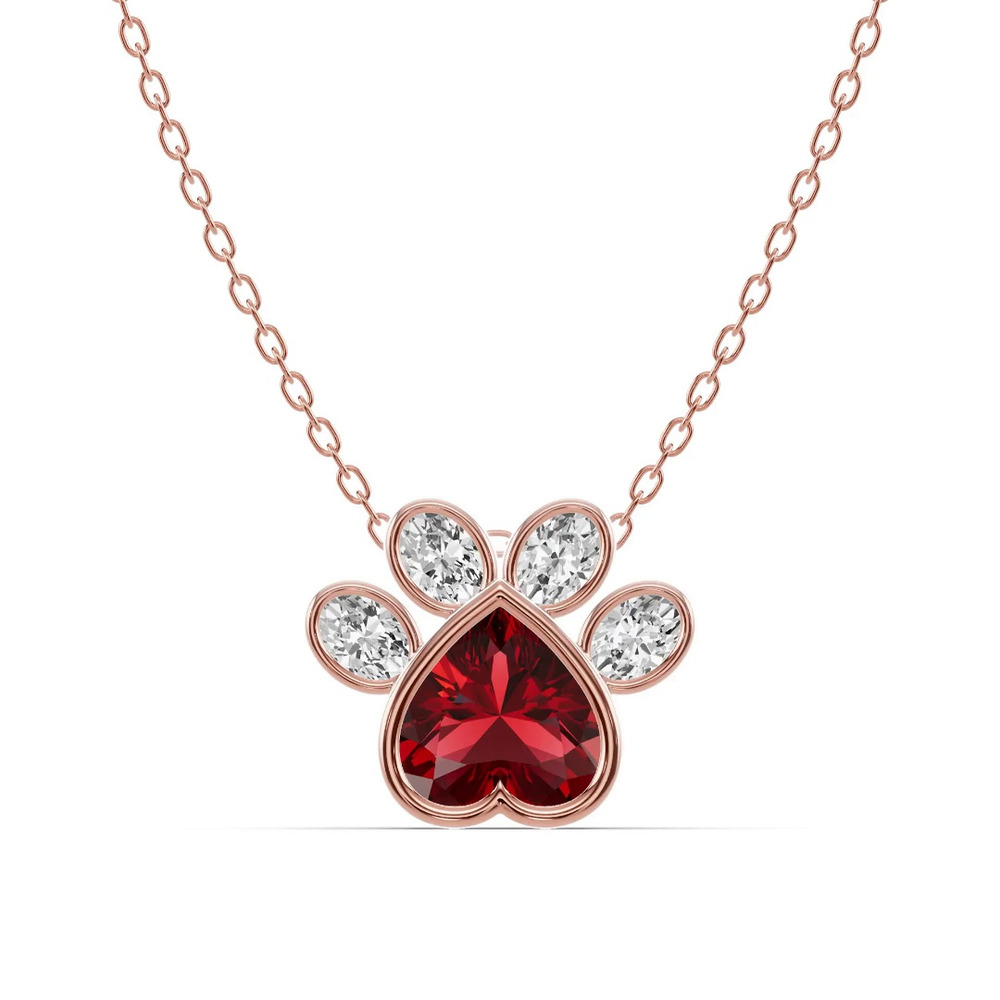 360 degree view of Bella Paw Garnet & Diamond Necklace