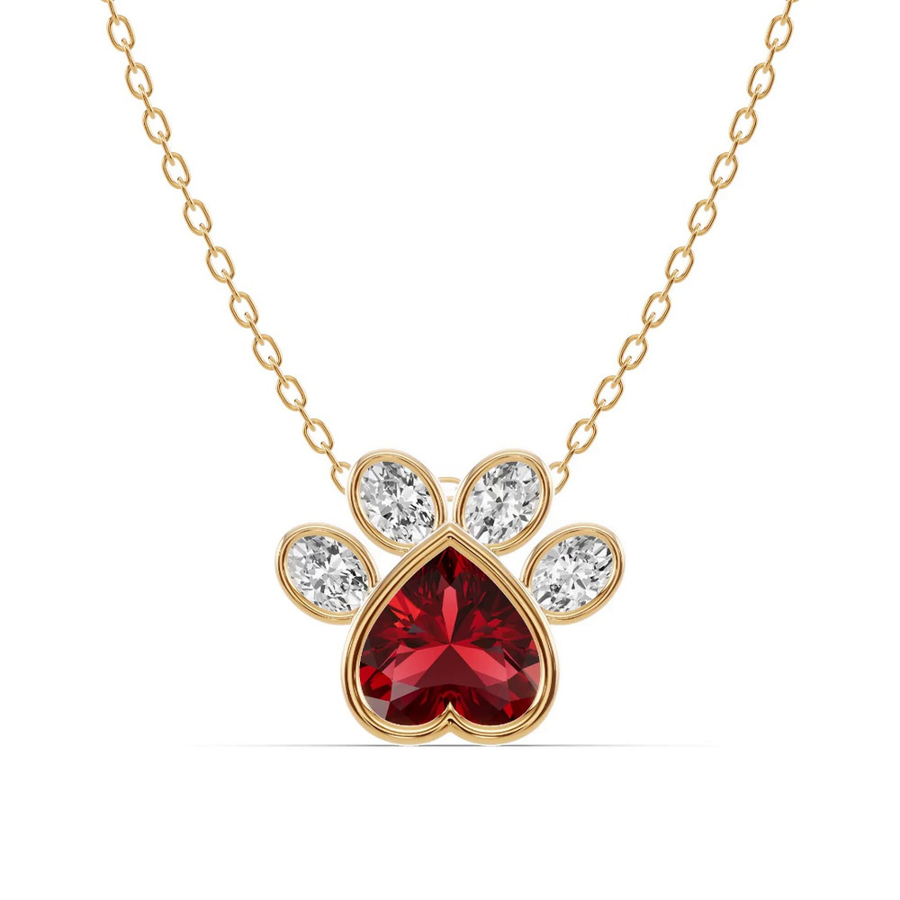 360 degree view of Bella Paw Garnet & Diamond Necklace